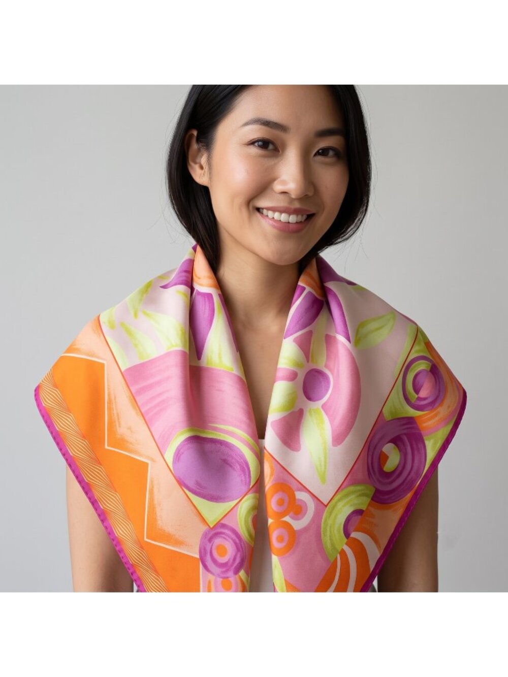 Versace Limited Edition Colorful Abstract Sun & Flower Printed Silk Scarf NWOT